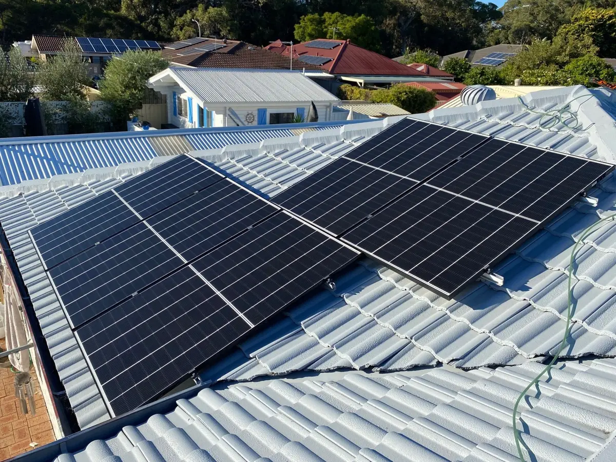 Solar panels on a roof after cleaning