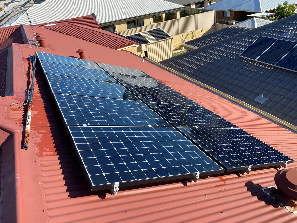 Solar panels on a roof after cleaning